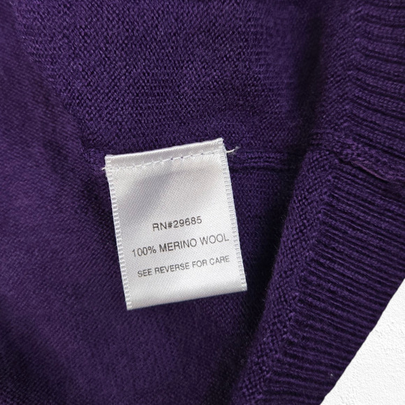 Y2K Vintage Pendleton Purple Gold Button Front Merino Wool Cardigan Size Medium - Picture 7 of 8